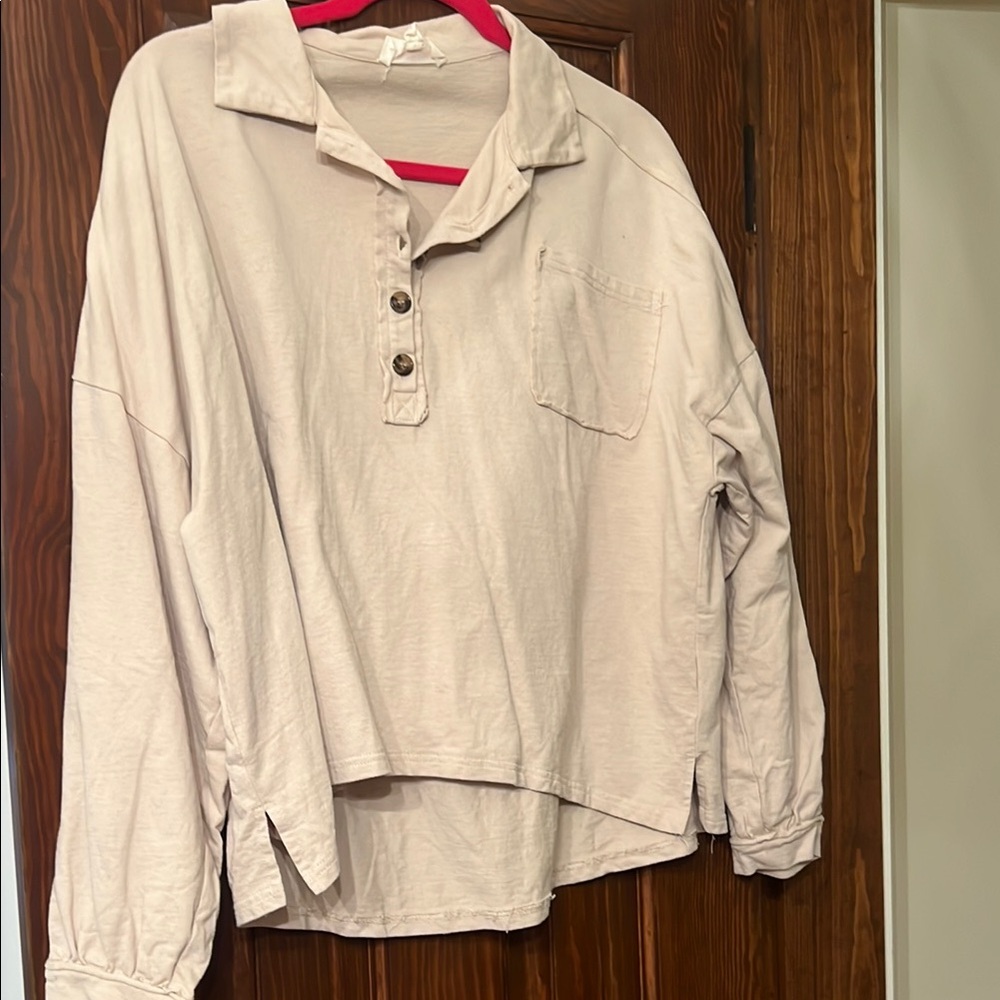 Peach Love California Beige Long Sleeve Top